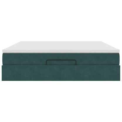 Ottoman bed met matras 160x200cm fluweel donkergroen