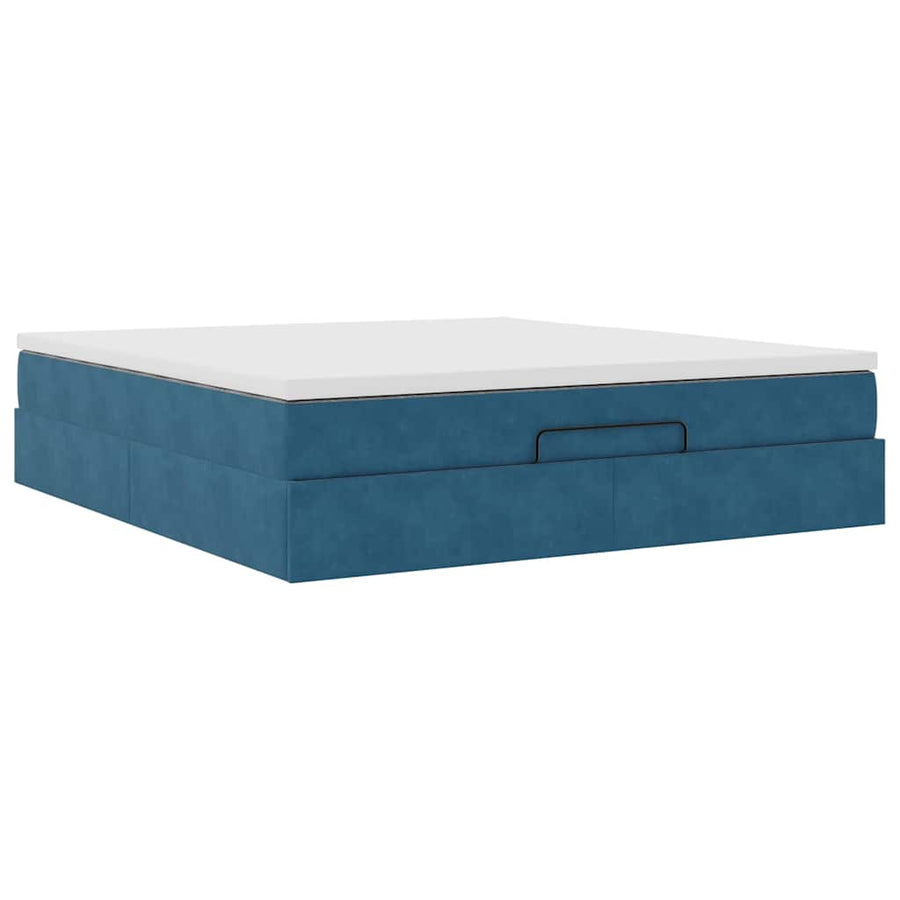Ottoman bed met matras 160x200cm fluweel donkerblauw