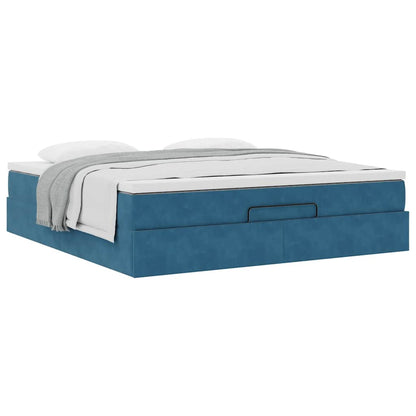 Ottoman bed met matras 160x200cm fluweel donkerblauw