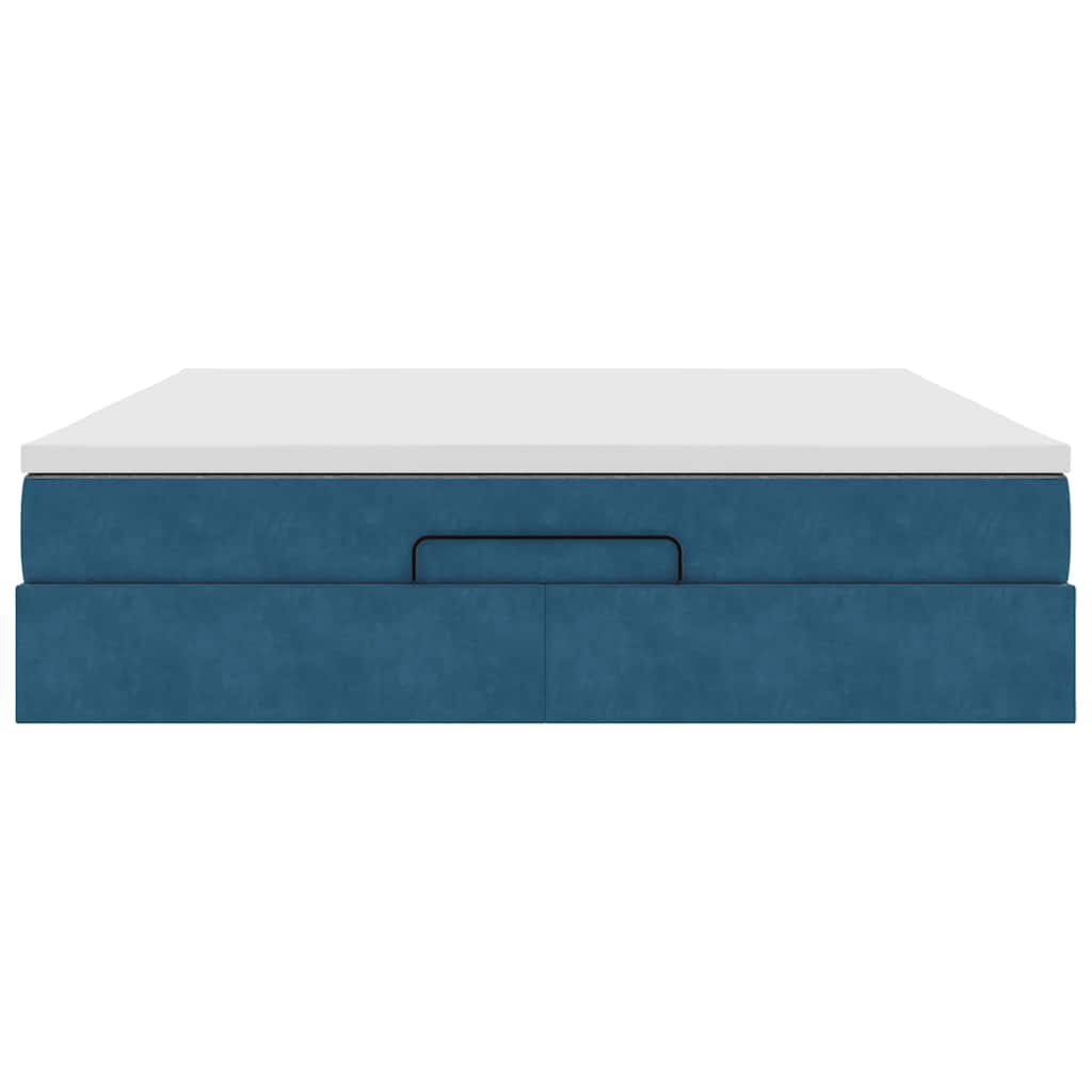 Ottoman bed met matras 160x200cm fluweel donkerblauw