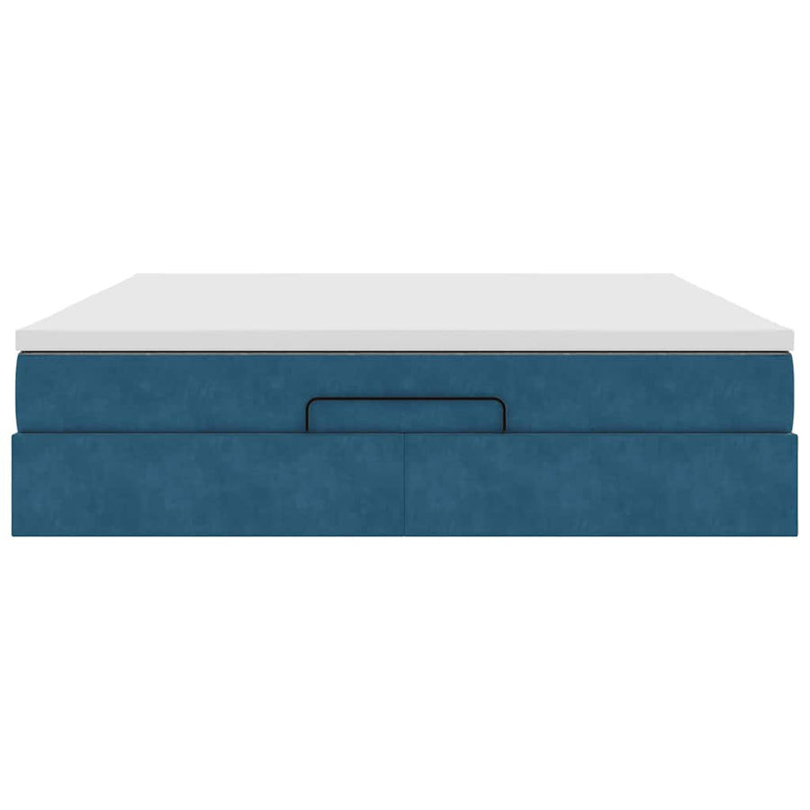 Ottoman bed met matras 160x200cm fluweel donkerblauw
