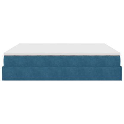 Ottoman bed met matras 160x200cm fluweel donkerblauw