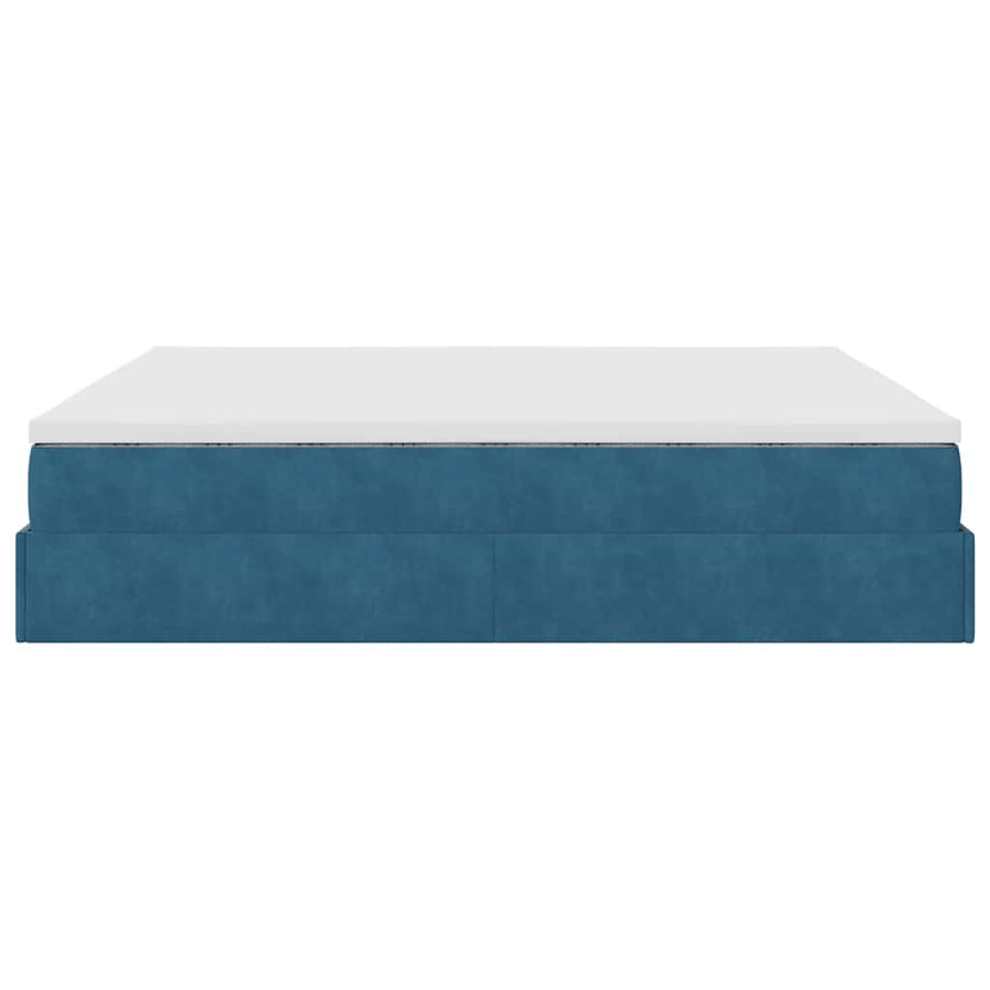 Ottoman bed met matras 160x200cm fluweel donkerblauw