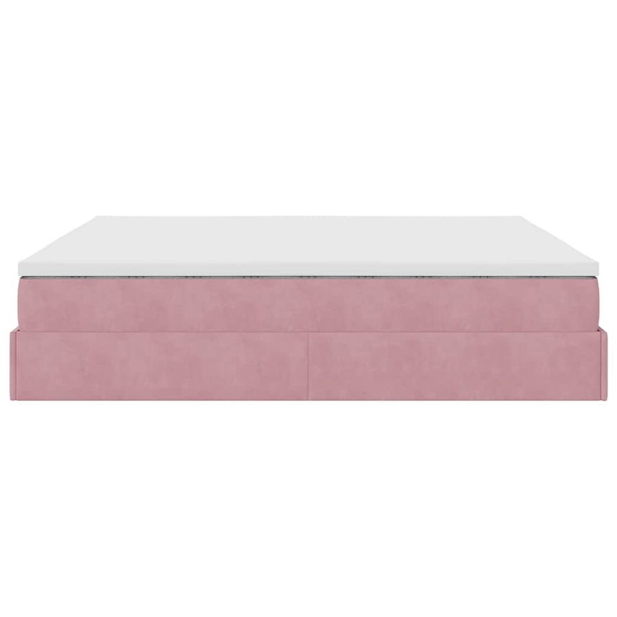 Ottoman bed met matras 160x200cm fluweel roze