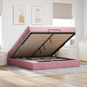 Ottomaans bed met matras 160x200 cm roze fluweel