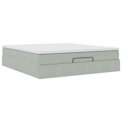 Ottoman bed met matras 180x200cm fluweel lichtgrijs