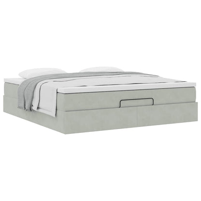 Ottoman bed met matras 180x200cm fluweel lichtgrijs