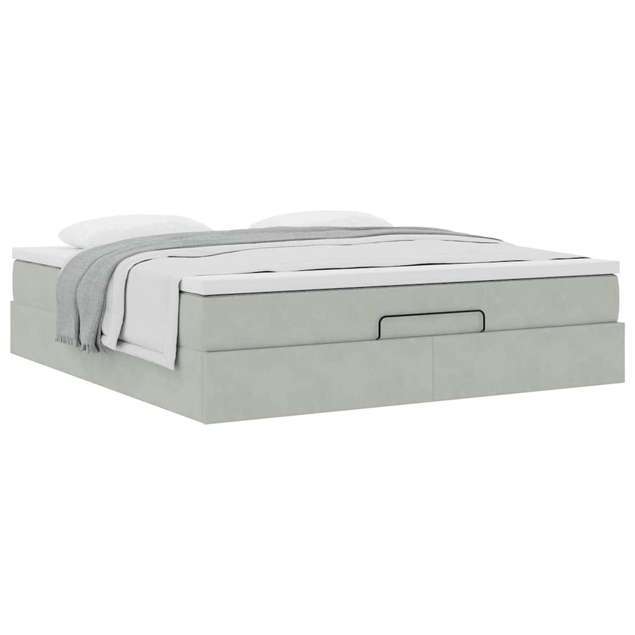 Ottoman bed met matras 180x200cm fluweel lichtgrijs