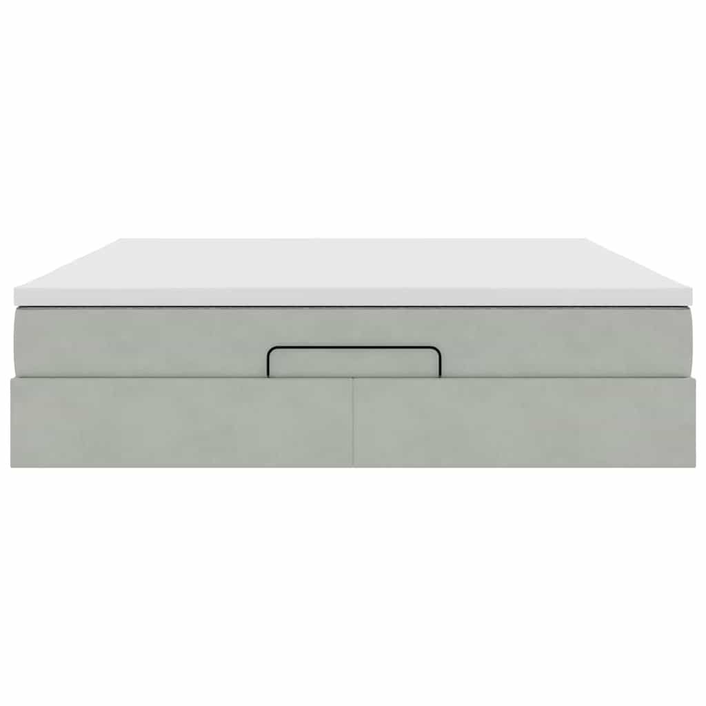 Ottoman bed met matras 180x200cm fluweel lichtgrijs