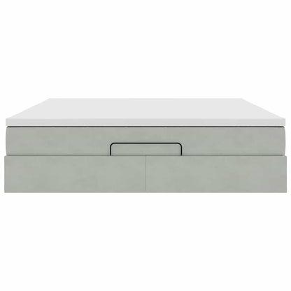 Ottoman bed met matras 180x200cm fluweel lichtgrijs