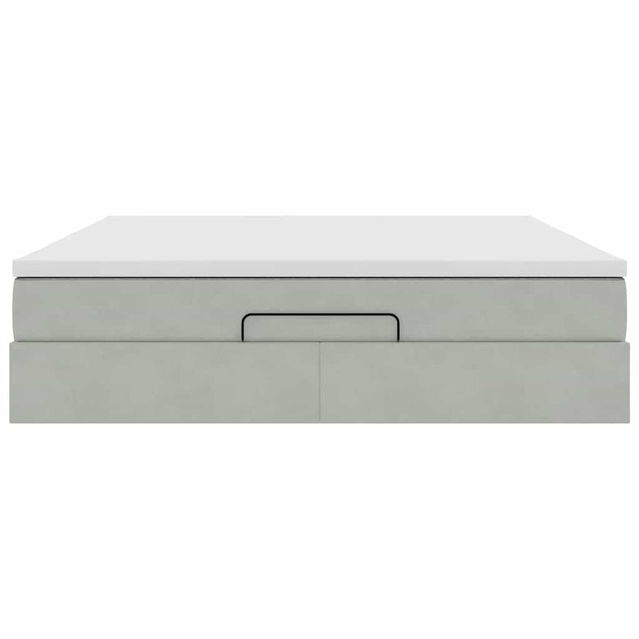 Ottoman bed met matras 180x200cm fluweel lichtgrijs