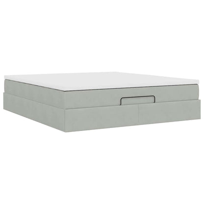 Ottoman bed met matras 180x200cm fluweel lichtgrijs