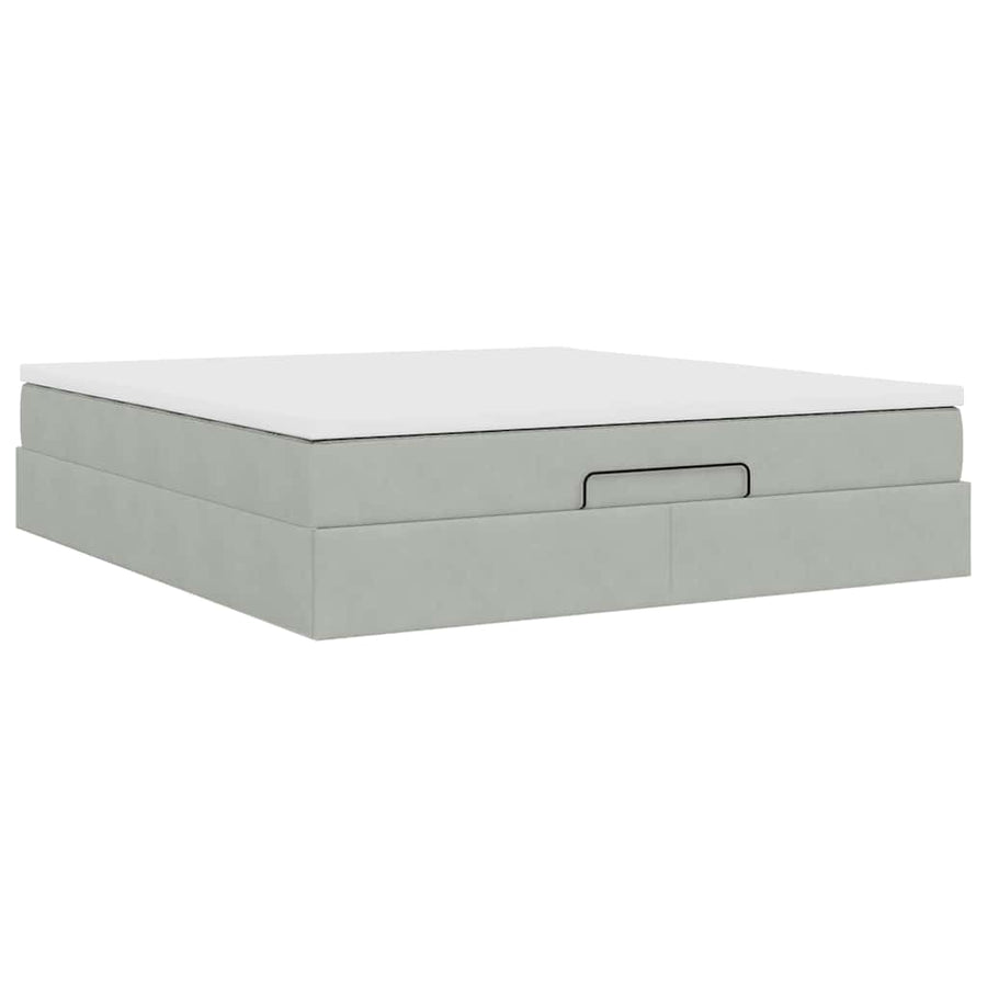Ottoman bed met matras 180x200cm fluweel lichtgrijs
