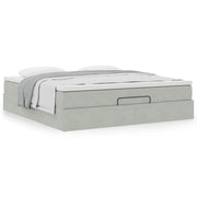 Ottoman bed met matras 180x200 cm lichtgrijs fluweel