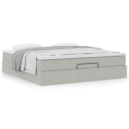 Ottoman bed met matras 180x200cm fluweel lichtgrijs