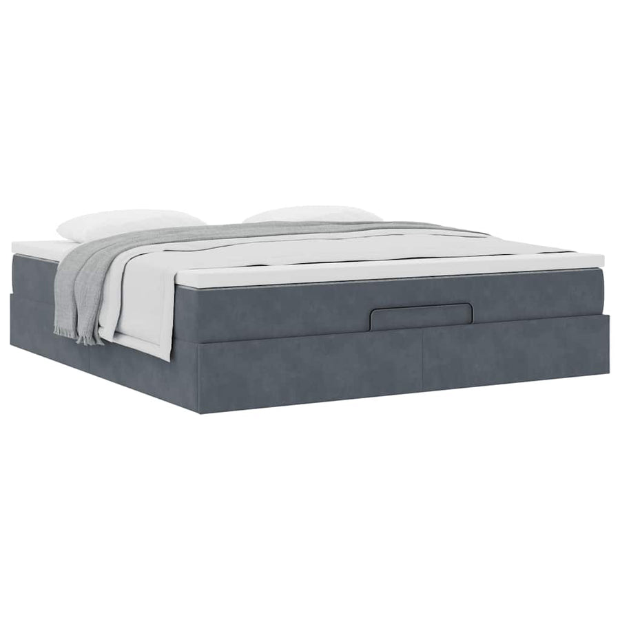 Ottoman bed met matras 180x200cm fluweel donkergrijs