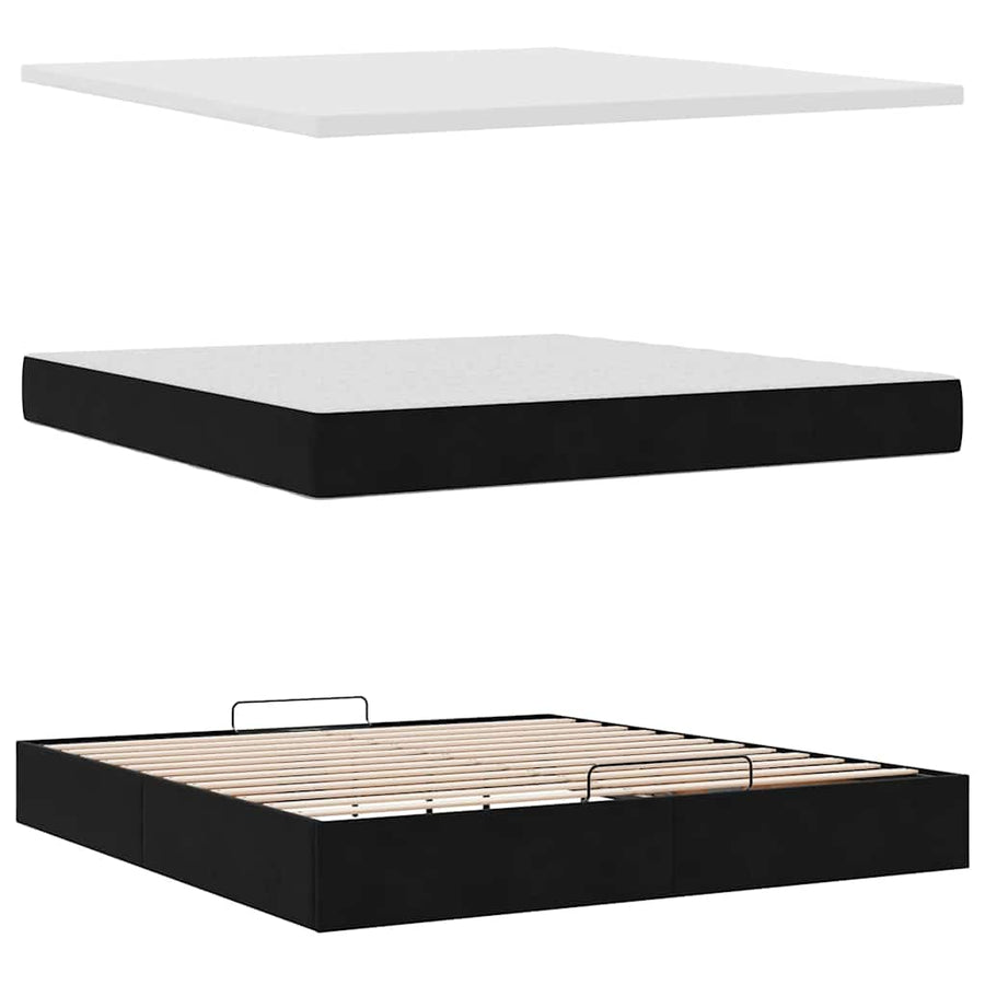 Ottoman bed met matras 180x200cm fluweel zwart