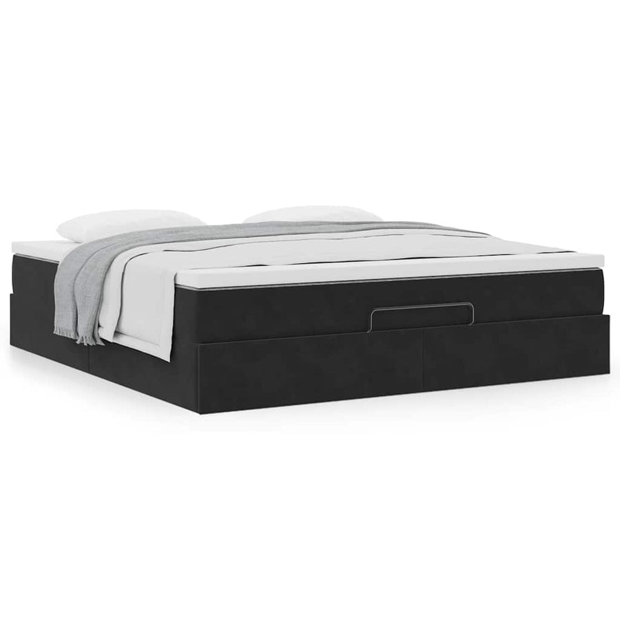 Ottoman bed met matras 180x200cm fluweel zwart