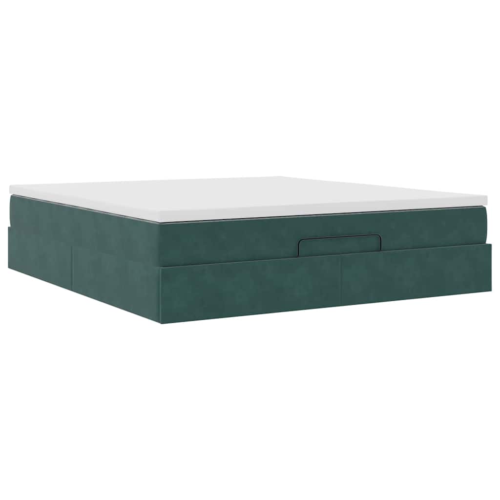 Ottoman bed met matras 180x200 cm fluweel donkergroen