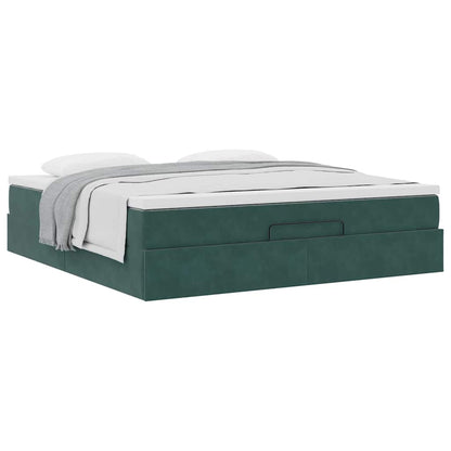 Ottoman bed met matras 180x200 cm fluweel donkergroen