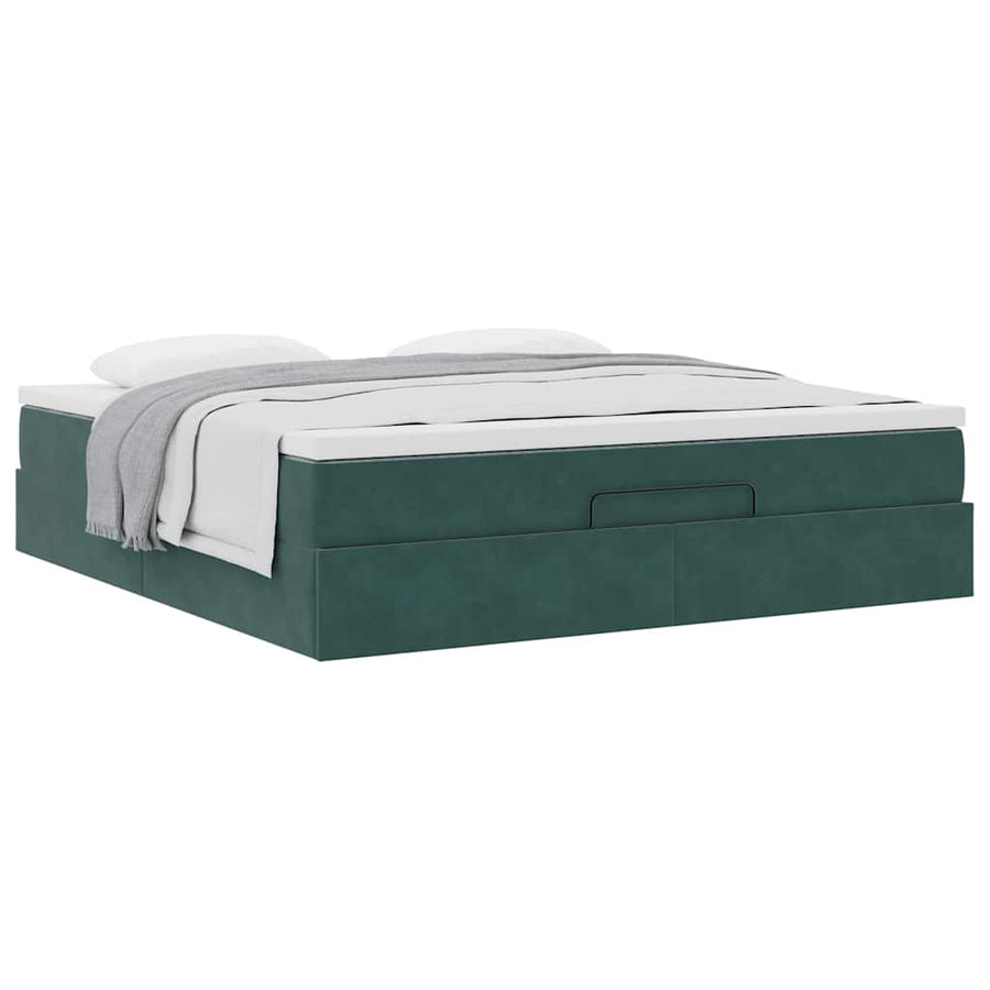 Ottoman bed met matras 180x200 cm fluweel donkergroen