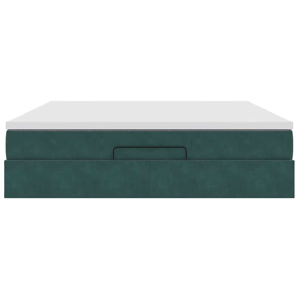 Ottoman bed met matras 180x200 cm fluweel donkergroen