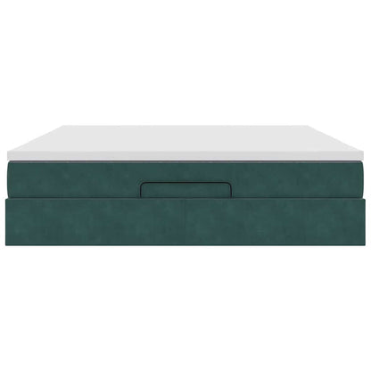 Ottoman bed met matras 180x200 cm fluweel donkergroen