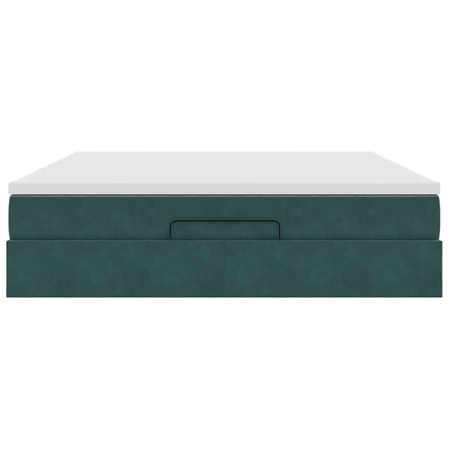 Ottoman bed met matras 180x200 cm fluweel donkergroen