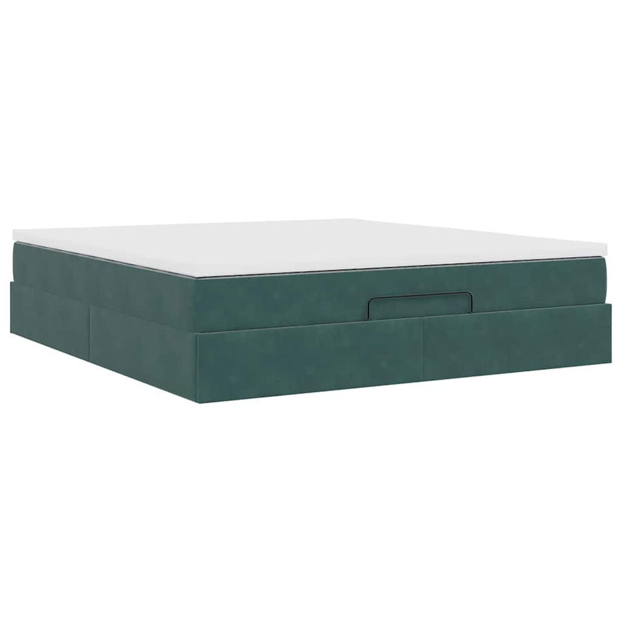 Ottoman bed met matras 180x200 cm fluweel donkergroen