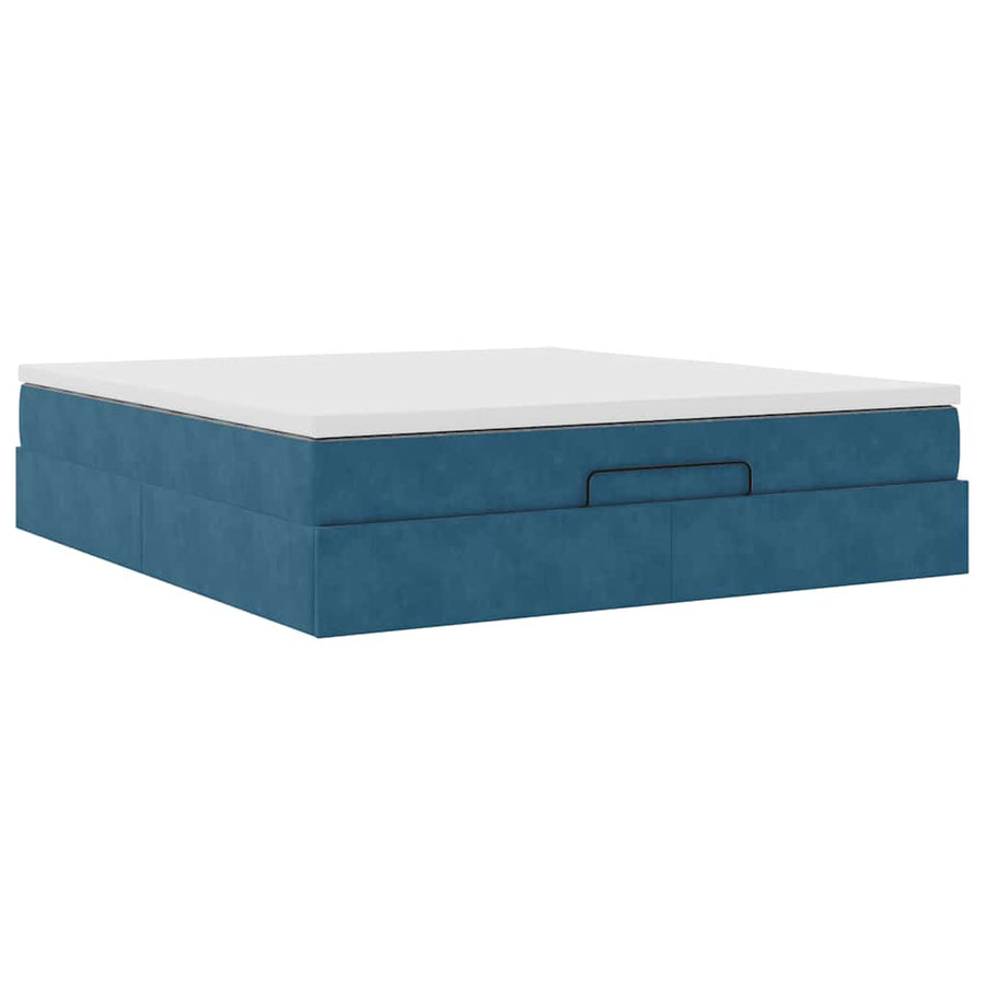 Ottoman bed met matras 180x200 cm fluweel donkerblauw