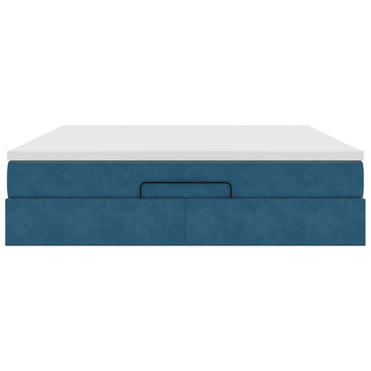 Ottoman bed met matras 180x200 cm fluweel donkerblauw