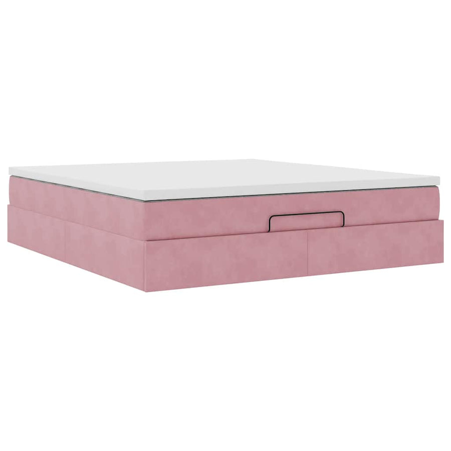 Ottoman bed met matras 180x200 cm fluweel roze