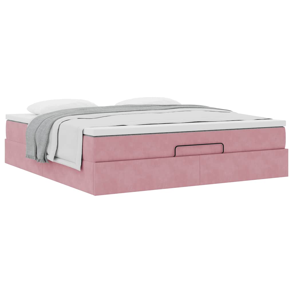 Ottoman bed met matras 180x200 cm fluweel roze