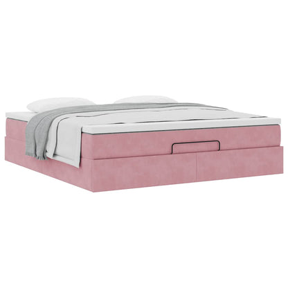 Ottoman bed met matras 180x200 cm fluweel roze