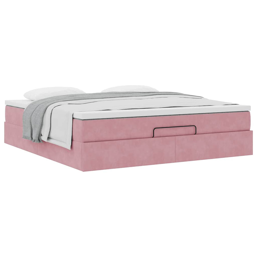 Ottoman bed met matras 180x200 cm fluweel roze