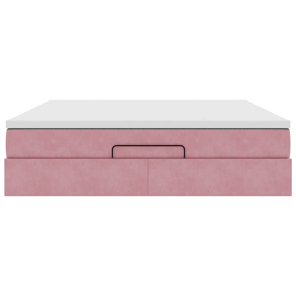 Ottoman bed met matras 180x200 cm fluweel roze
