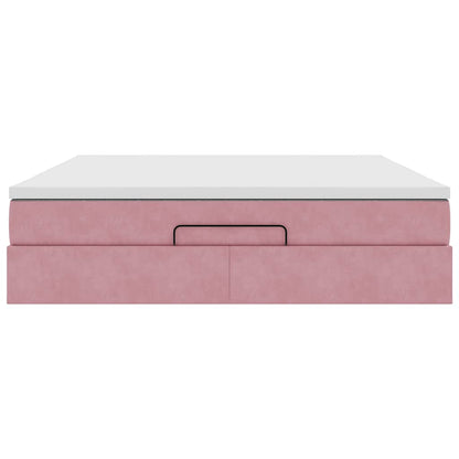 Ottoman bed met matras 180x200 cm fluweel roze