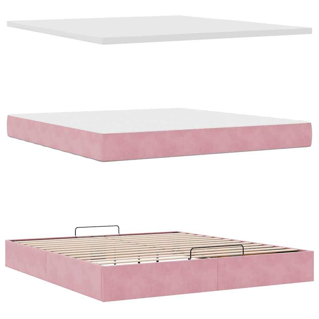 Ottoman bed met matras 180x200 cm fluweel roze