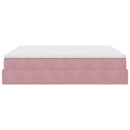 Ottoman bed met matras 180x200 cm fluweel roze