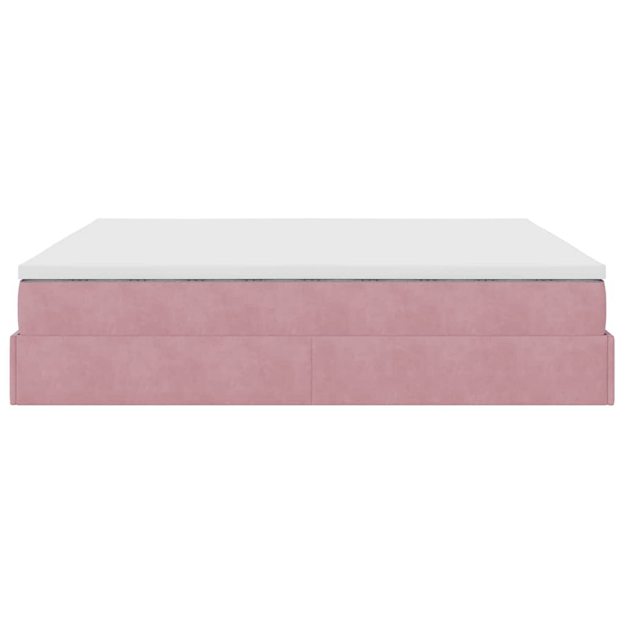 Ottoman bed met matras 180x200 cm fluweel roze