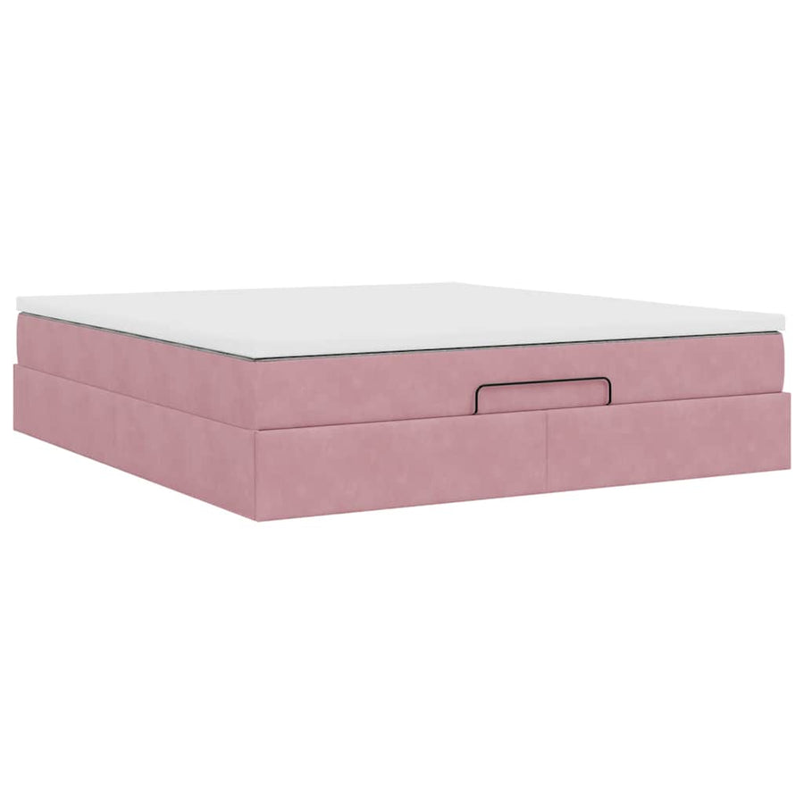 Ottoman bed met matras 180x200 cm fluweel roze