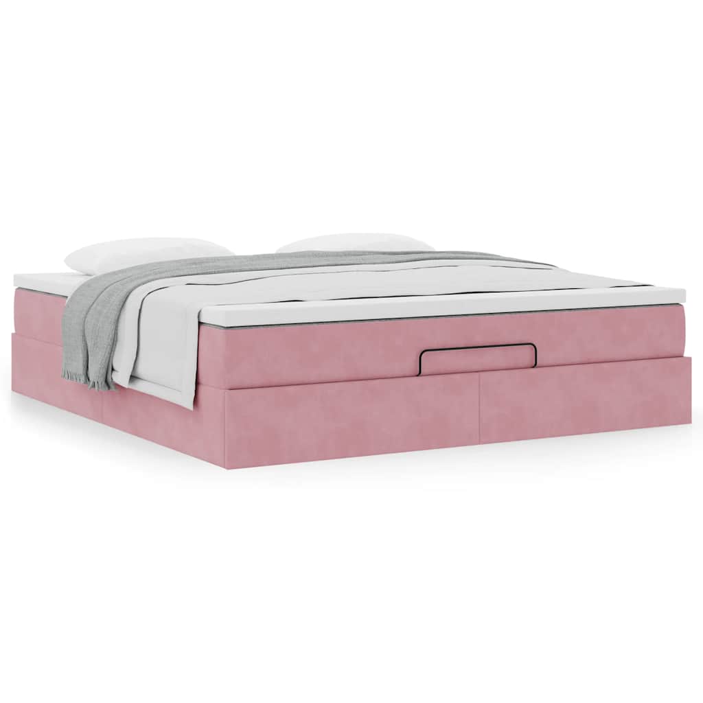 Ottoman bed met matras 180x200 cm fluweel roze
