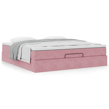 Ottoman bed met matras 180x200 cm fluweel roze