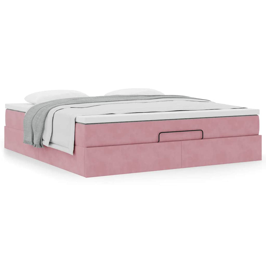 Ottoman bed met matras 180x200 cm fluweel roze