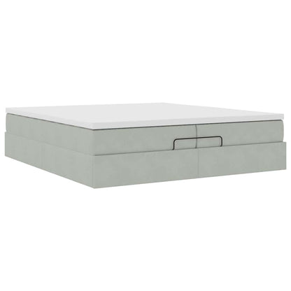 Ottoman bed met matrassen 200x200cm fluweel lichtgrijs