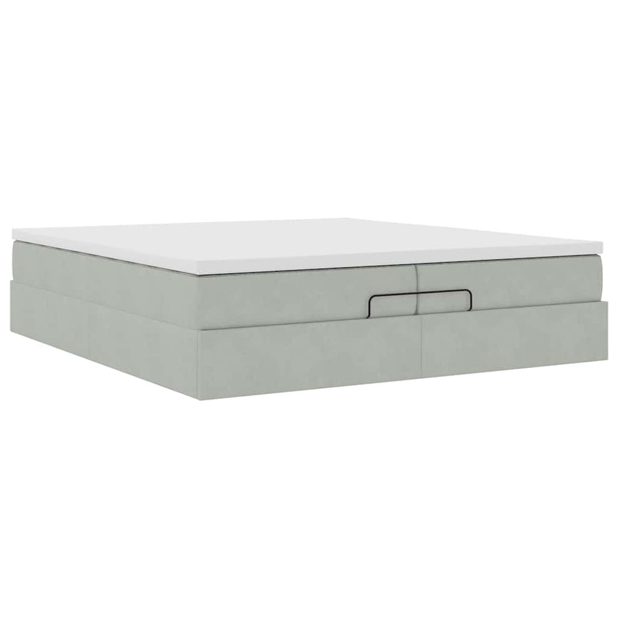 Ottoman bed met matrassen 200x200cm fluweel lichtgrijs