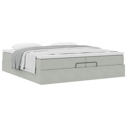 Ottoman bed met matrassen 200x200cm fluweel lichtgrijs
