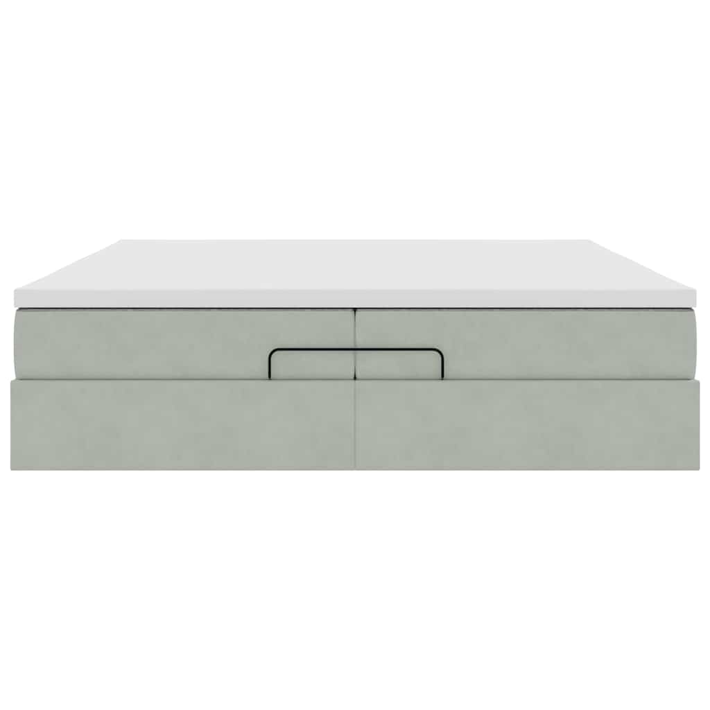 Ottoman bed met matrassen 200x200cm fluweel lichtgrijs