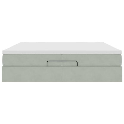 Ottoman bed met matrassen 200x200cm fluweel lichtgrijs