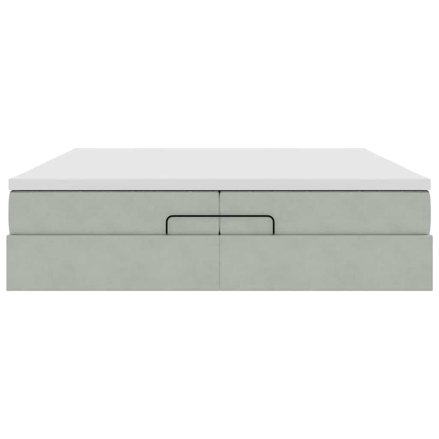 Ottoman bed met matrassen 200x200cm fluweel lichtgrijs